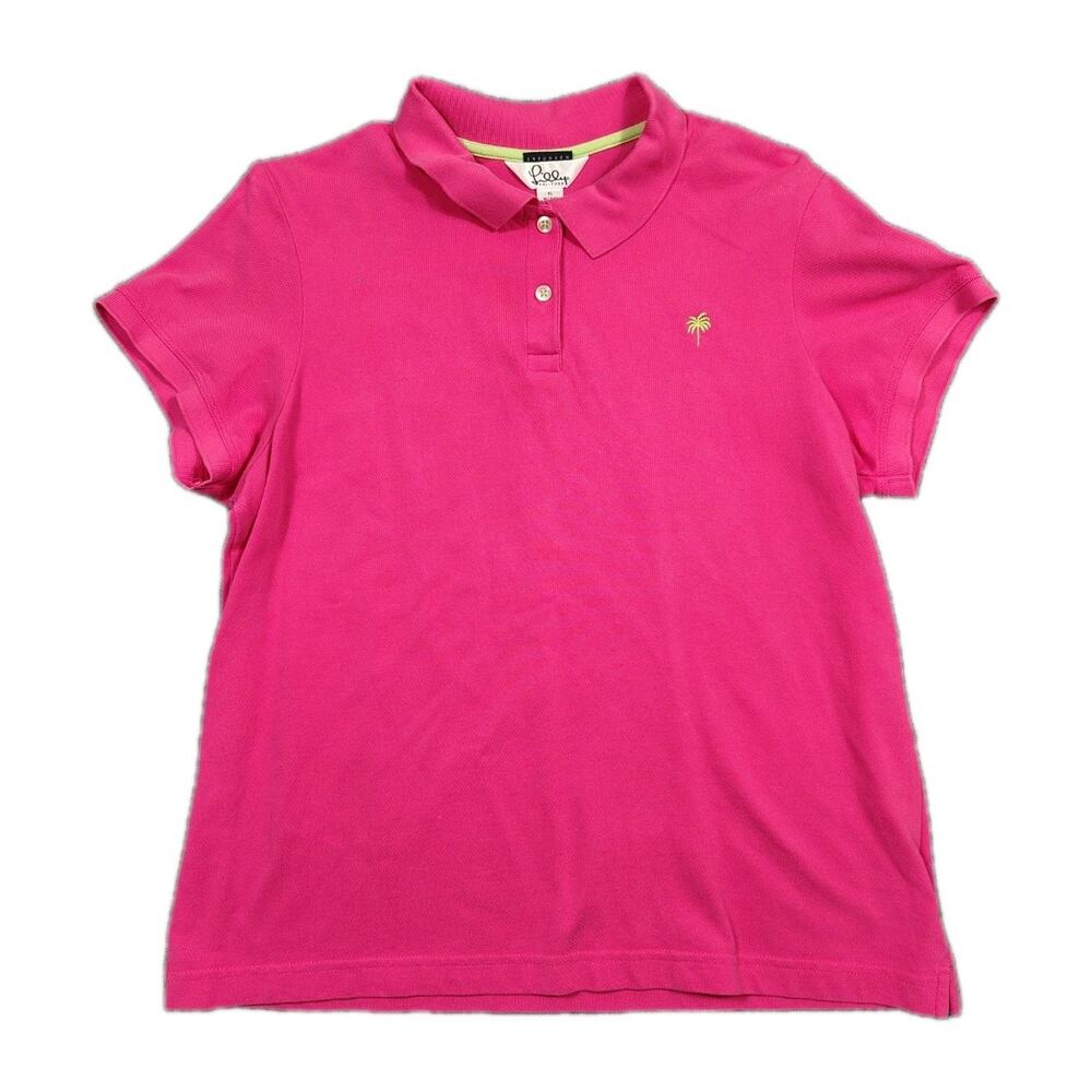 Lilly Pulitzer Polo Shirt Womens XL Hot Pink Pima Cotton Stretch Top Classic EUC